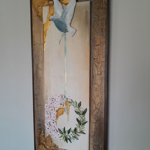 Mixed Media Art Painting New 110x40 cm