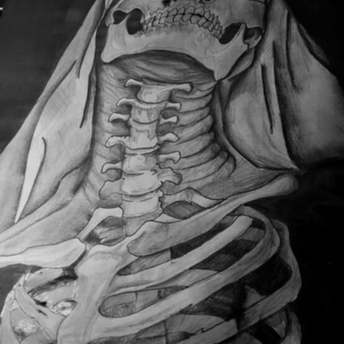 Drawing on A3 paper with ink varnish and pencil