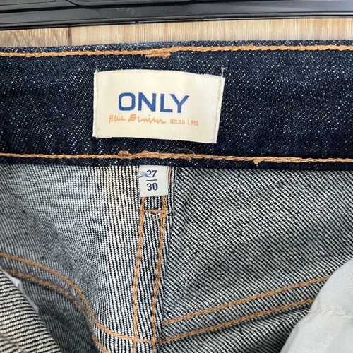 Only high-waisted crop jeans with elastic finish and cuffs like new, blue, size S