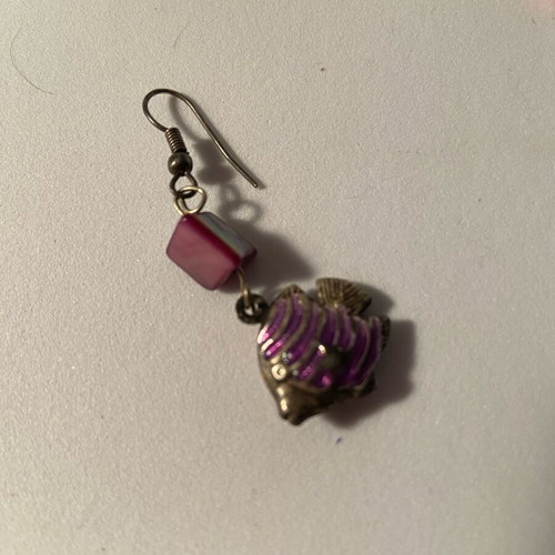 Fish earrings new, silver plated with stone, 2 pairs