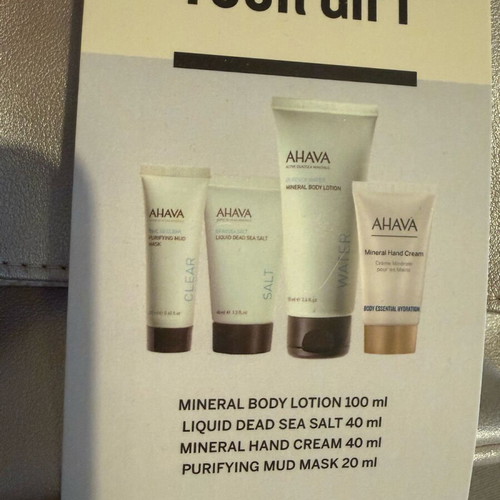Ahava gift set καινούργιο με mineral body lotion, liquid dead sea salt, mineral hand cream, purifying mud mask