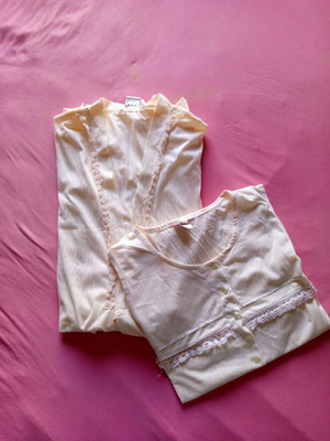 Lydia Creations nightwear set used, cotton, size large, apricot