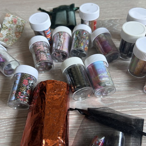 Nail Art Foils Set like new with designer logos and floral transfers