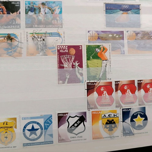 Greek Stamp Collection new, Sports & Greek Teams, 15 pieces