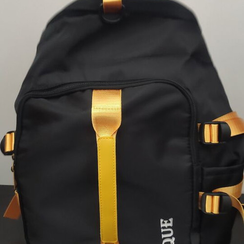 Barrel backpack, black and yellow