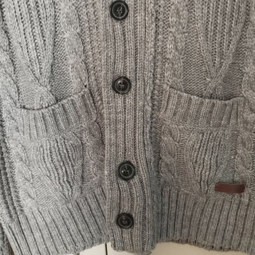 Funky Buddha men's grey knitted cardigan with buttons, size L