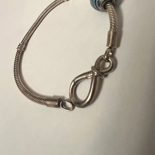 Pandora Moments bracelet with Infinity clasp and blue Murano charm new