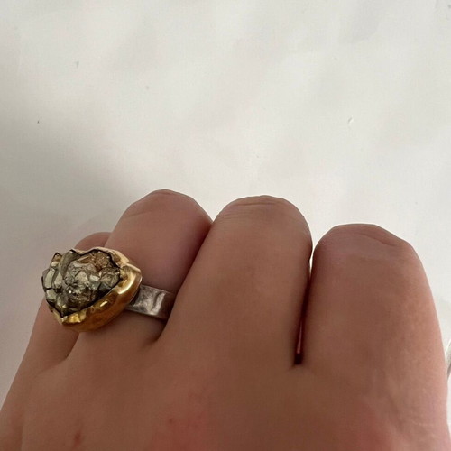 Ring used with 24K gold, 975 silver and pyrite