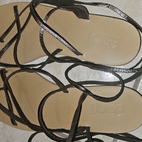 Esiot leather platform sandals, size 37, grey