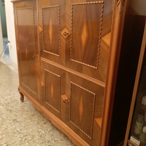 Buffet Baraki with Marquetry like new, 3 cabinets and mirror