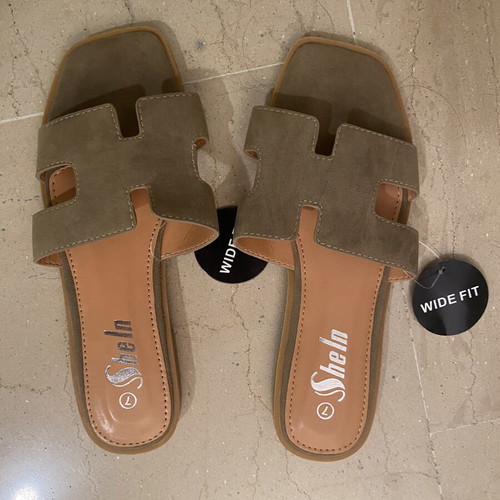 Shein Wide Fit Slide Sandals H-Cut New Size 37 Beige