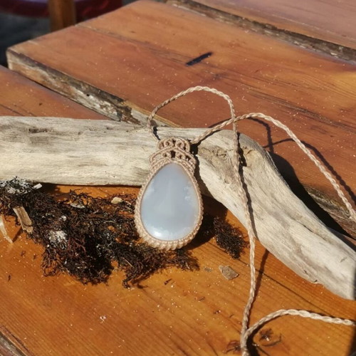 Talisman necklace with handmade opal agate from Cyprus