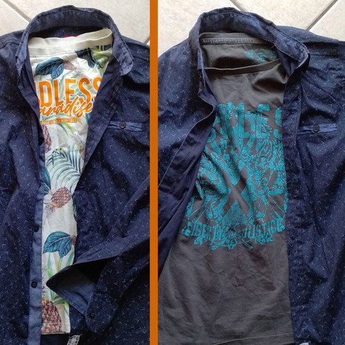 Boys' clothing set used, 2 t-shirts and 1 shirt size 152 cm