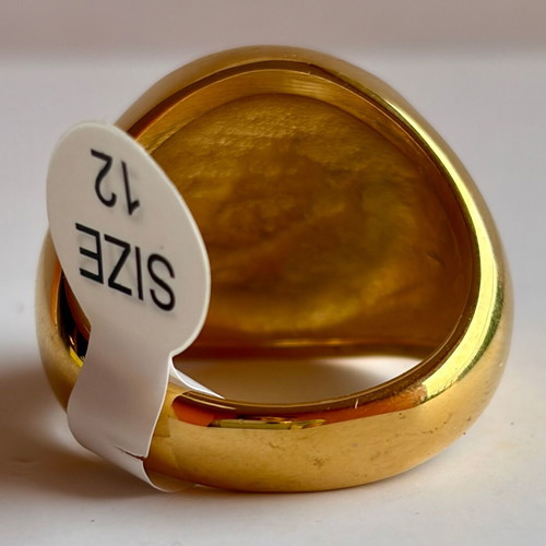 Saint Benedict Gold Signet Ring New, 316L Stainless Steel, US 12