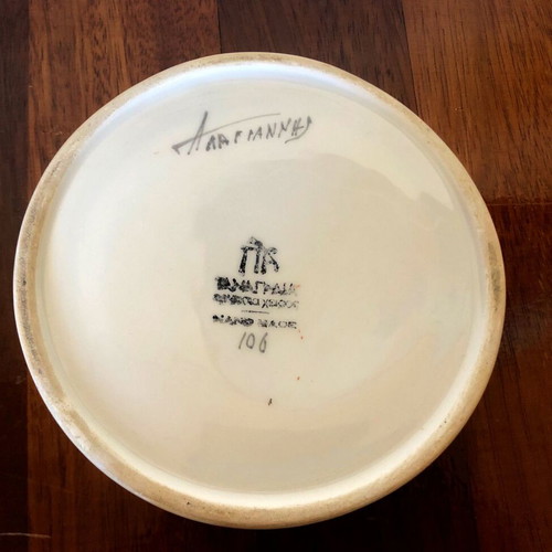 Alagiannis collectible ceramic ashtray Tanagra signed handmade used
