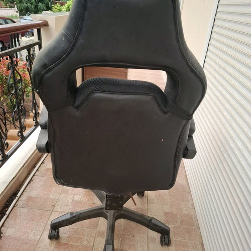 Act Gaming Office Chair used with black footrest, leatherette