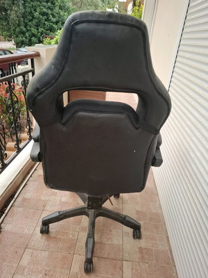 Act Gaming Office Chair used with black footrest, leatherette