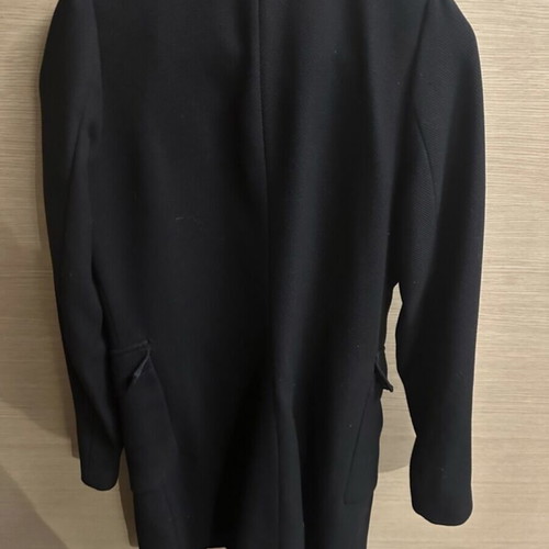 H&M coat long black, fine weave, size 34, like new