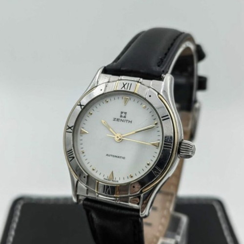 Zenith Vintage Automatic 18k bezel watch used, white and gold