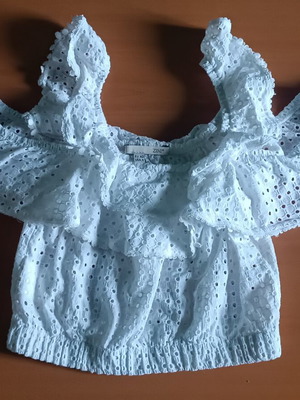 Zini crop top με κέντημα broderie σαν καινούργιο, άσπρο, μέγεθος L