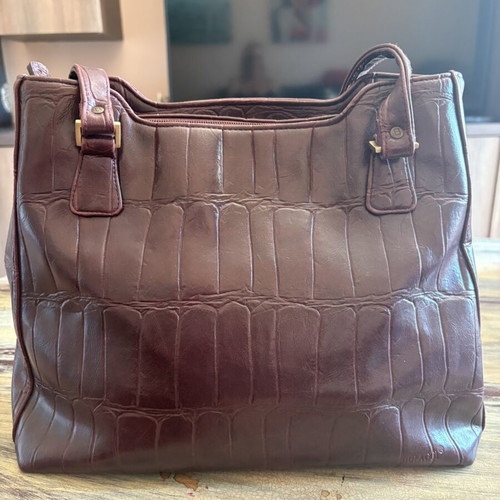 Vintage elegant women's shoulder bag burgundy leather like new