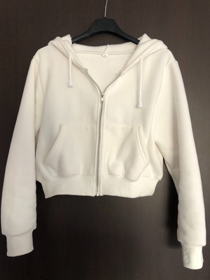 Cropped jacket with zipper unused, white, size S