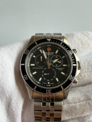 Swiss Military Hanowa Flagship Chrono watch used, black and silver