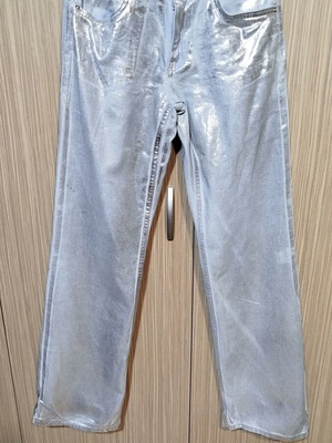 Bershka straight jeans new, size 34, blue silver