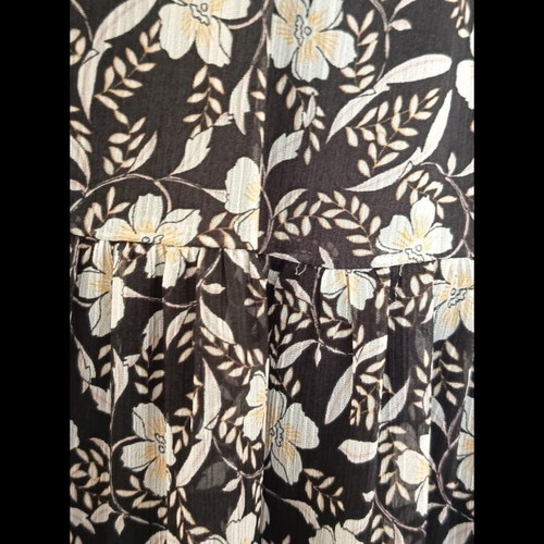 Bershka midi skirt floral with lining, black and beige