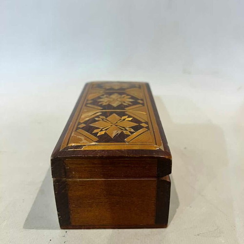 Vintage wooden Soviet marquetry box used from 1970s
