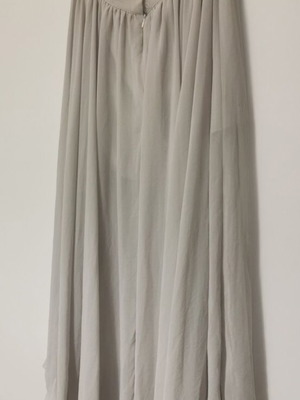 Maxi chiffon skirt with asymmetric hem in grey taupe, new