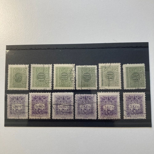 Czechoslovakia sealed stamps used, set of 12