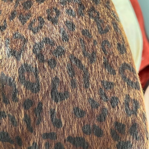 Crossbody bag with fur and patent leather like new brown