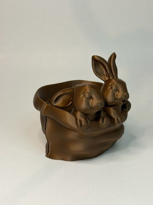 Easter Basket with Bunnies 3D Printed New Decorative Item