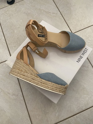 Nine West platform sandals like new, size 37, blue denim color