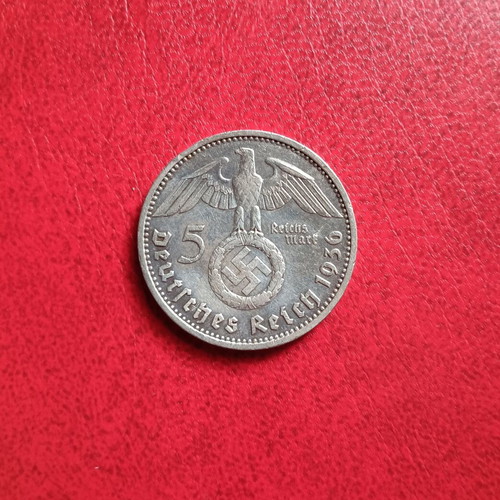 Silver 5 Mark Coin Germany 1936 used
