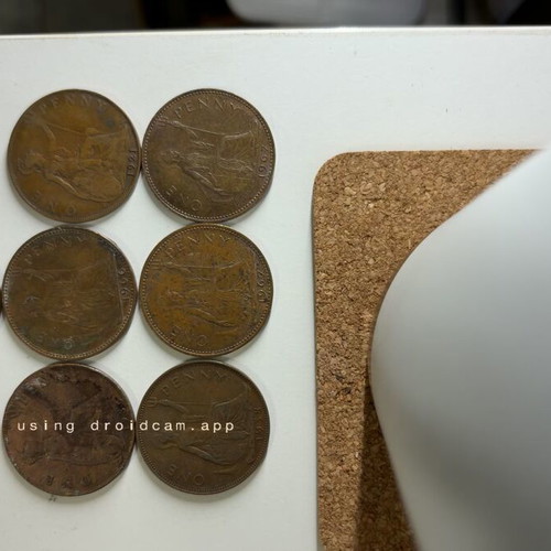 One Penny coins used lot of 7 Great Britain 1921-1967 George V-VI Elizabeth II