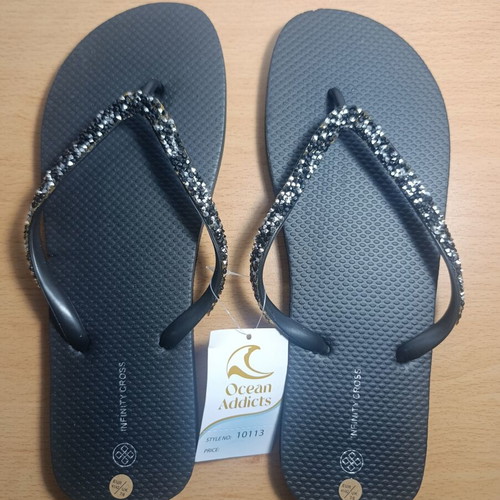Infinity Cross flip flops with rhinestones, size 41/42