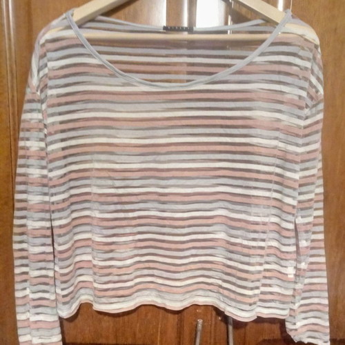 Sisley long-sleeve striped sheer blouse used