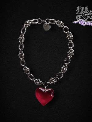 Choker με γυάλινη καρδιά Love X Poison καινούργιο, χειροποίητο