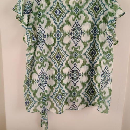 Derpouli women's airy blouse with ethnic pattern and side tie