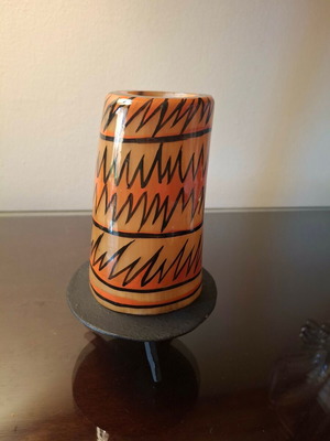 Bone candleholder from Tanzania, hand-painted