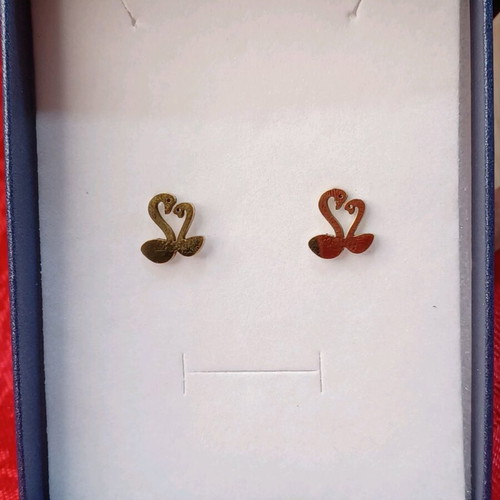 Jewelry set with swan gold color stainless steel new