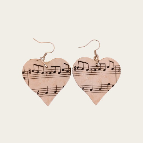 Wooden handmade earrings hearts