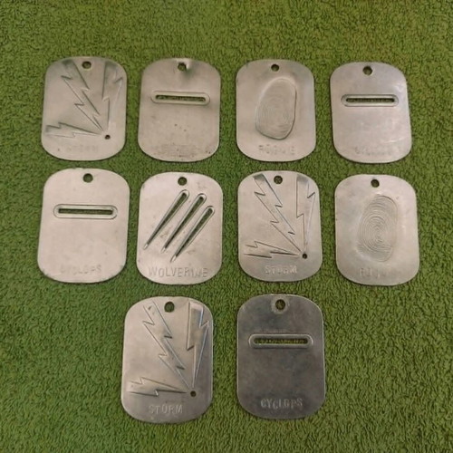 X-Men Marvel metal tags used, set of 10 collectible dog tags
