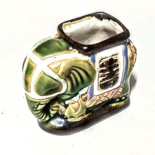 Elephant figurine used, handmade vintage ceramic from South Vietnam