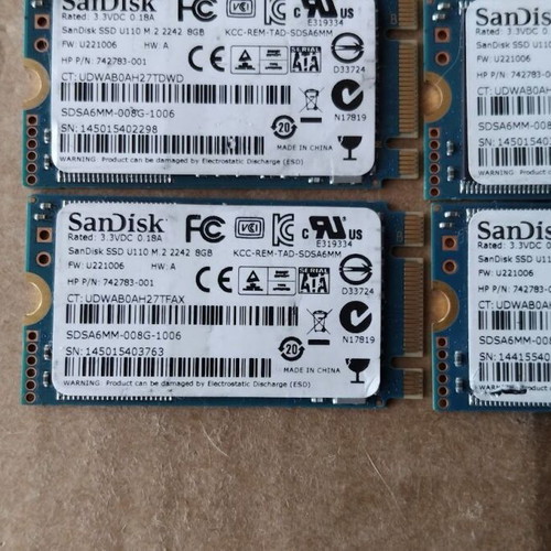 SanDisk SDSA6MM-008G-1006 SSD U110 M.2 2242 8GB SATA 6.0Gb/s pack of 4 like new