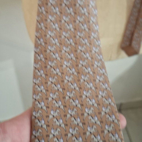 Hermes vintage silk brown tie