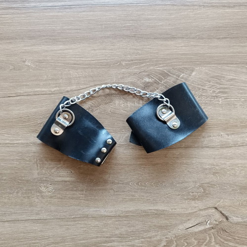 Leather handcuffs with metal fasteners like new