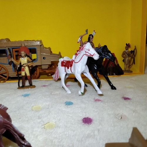 Wild West Cowboys and Indians figures with stagecoaches used